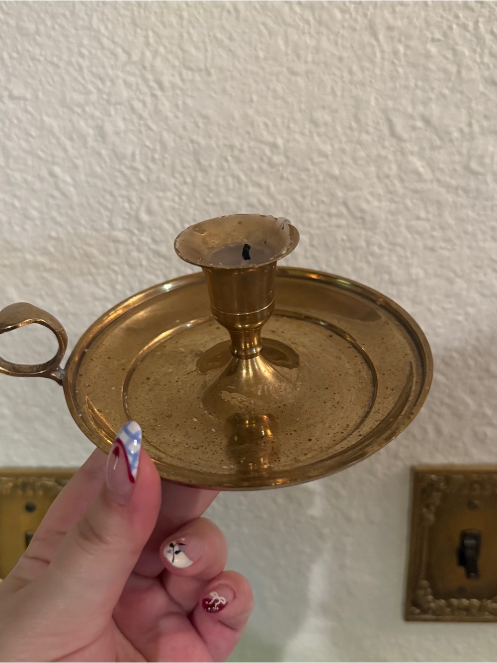 Vintage Brass Chamberstick Candle Holder